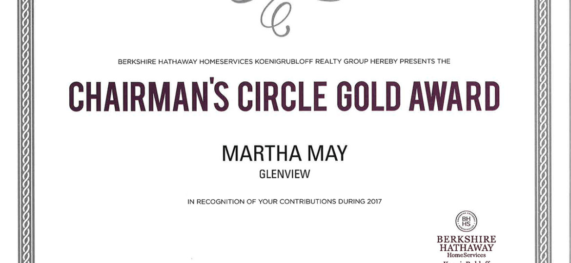 Chairmans Circle Gold Award 2017 Martha May North Shore And