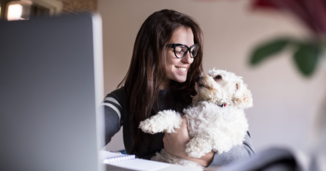 girl and dog