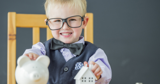 child with piggy bank