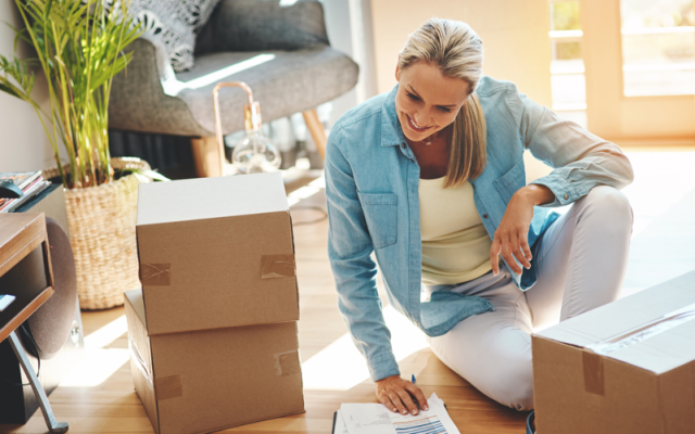 woman with boxes